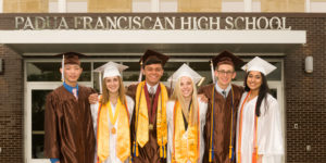 2019 Padua Franciscan High School graduates outside the high school in Parma, OH