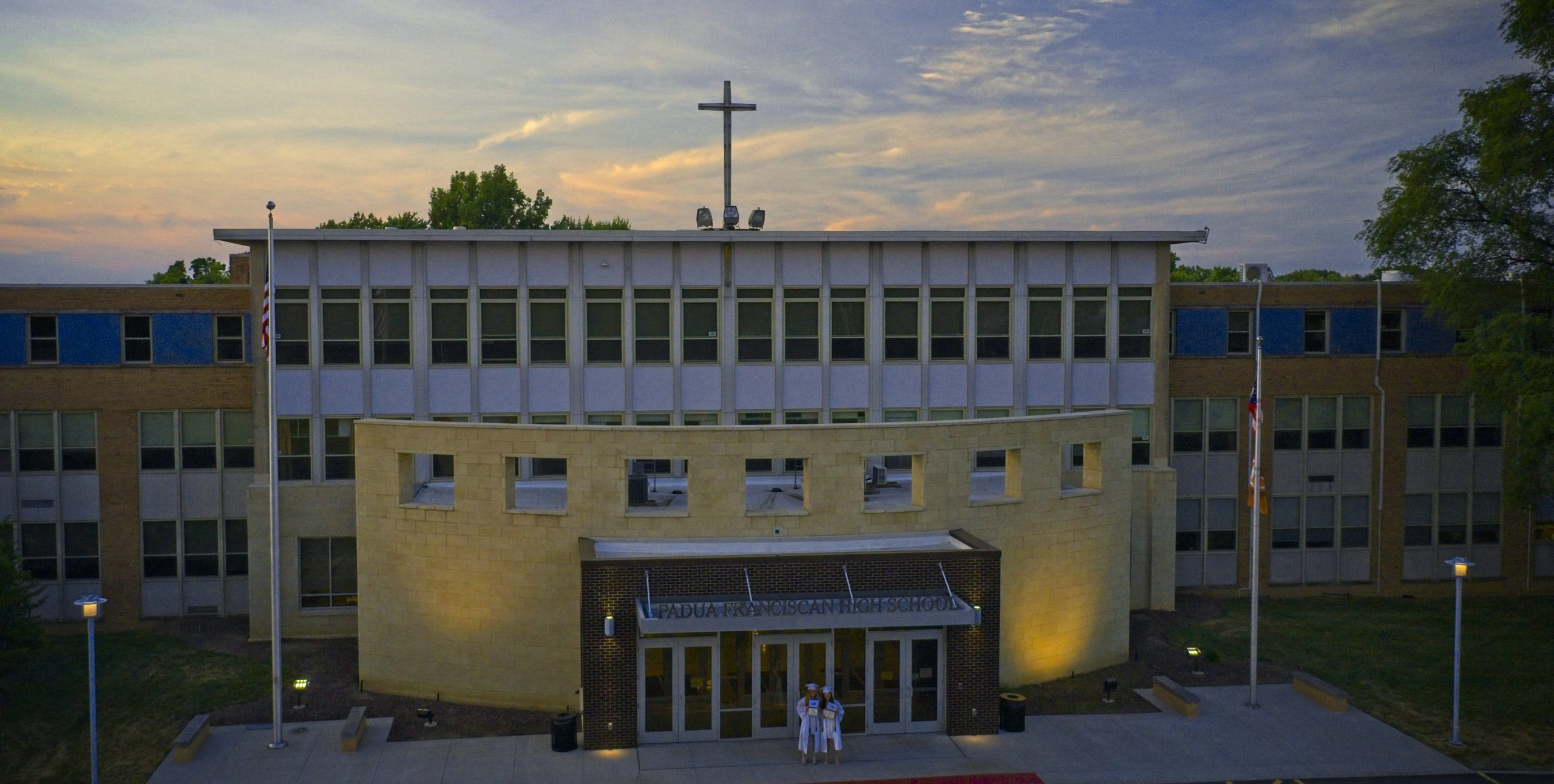 Exterior of Padua Franciscan High School in Parma, OH 