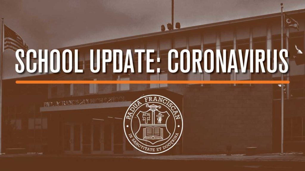 Coronavirus school update graphic for Padua Franciscan High School