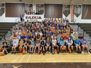 Group photo of Padua Franciscan students in the gym